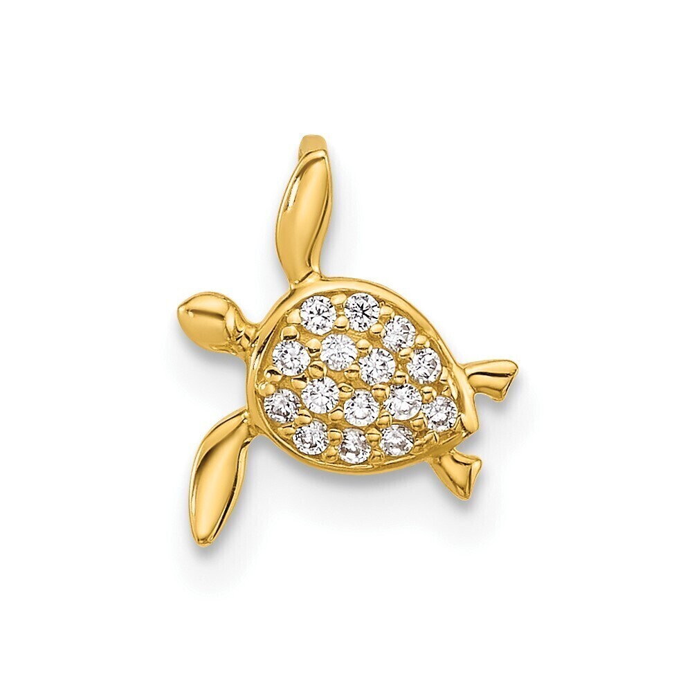 Kazi Luxury 14k Childrens CZ Sea Turtle Chain Slide